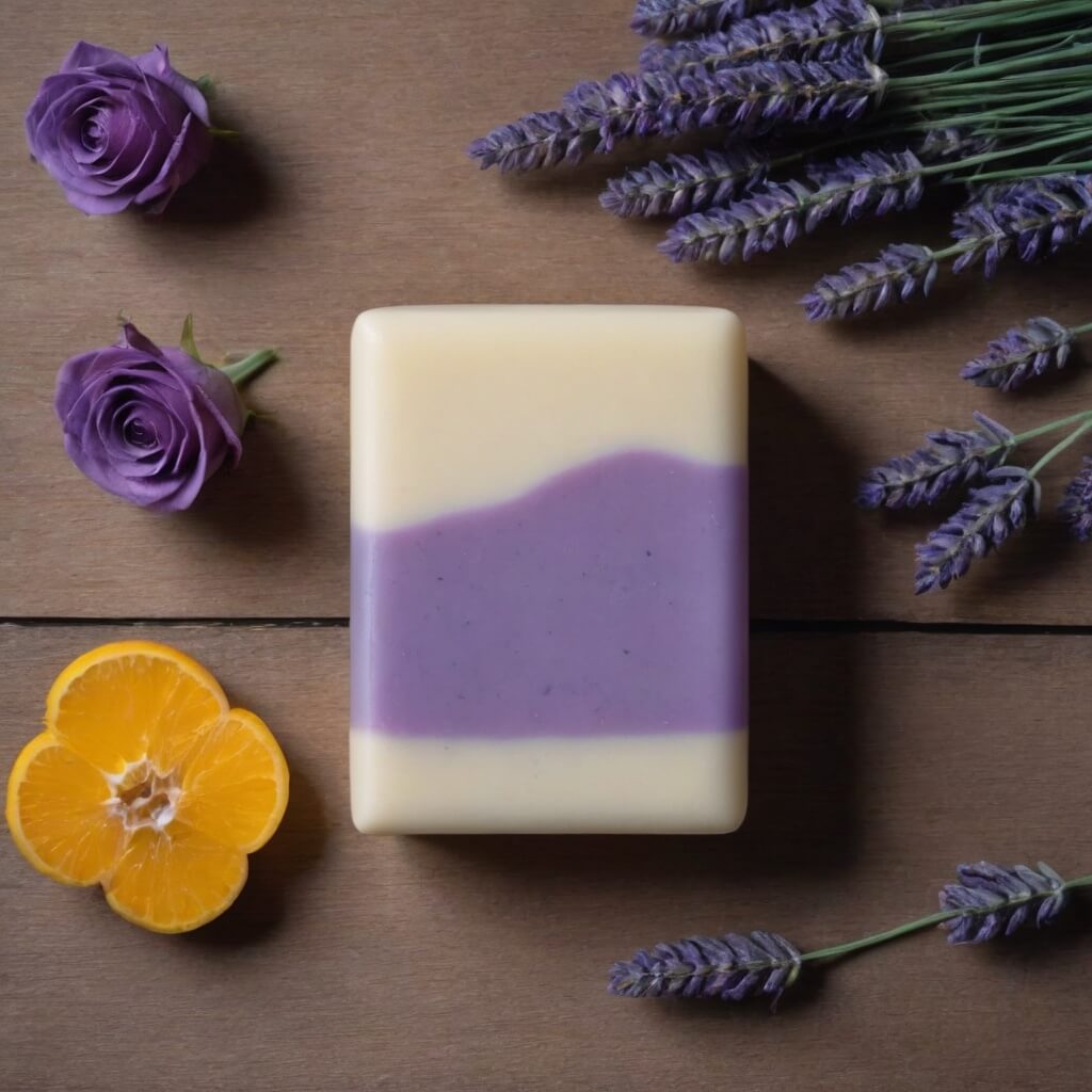 Handcrafted honey soap with honeycomb on a wooden background